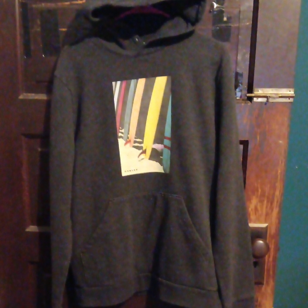 Oakley Charcoal Hoodie with Multicolor Graphic